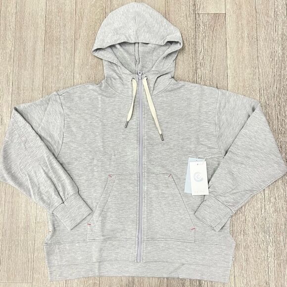 Johnny Was Calme Zip Hoodie Size Large Gray NWT - Picture 2 of 7